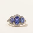 Three Stone Tanzanite & Diamond Ring | 1.50ctw, 0.19ctw | SZ 6 | Online Sale