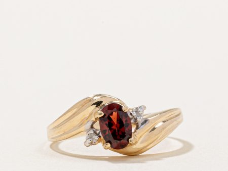 Garnet & Diamond Bypass Ring | 0.60ct, 0.01ctw | SZ 5.75 | For Discount