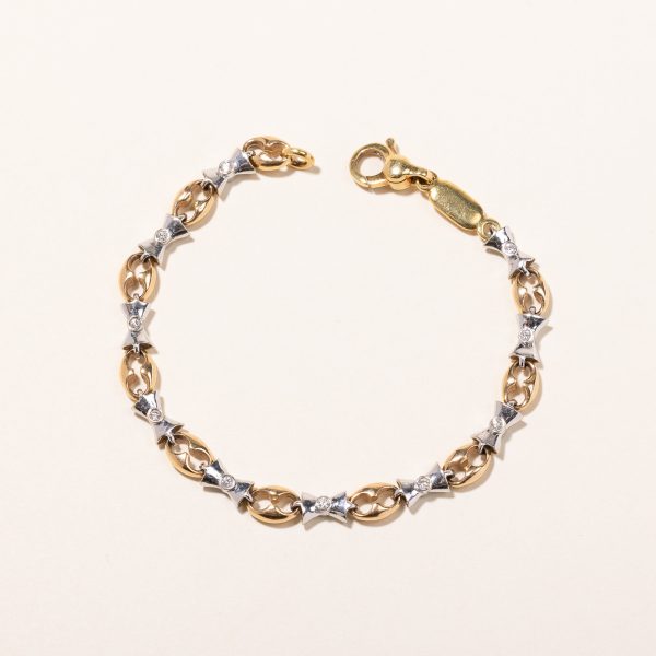 18k Two Tone Gold Diamond Bracelet | 0.34ctw | 7  Cheap