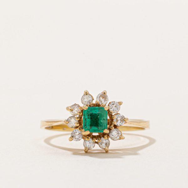 Emerald & Diamond Halo Ring | 0.25ct, 0.20ctw | SZ 6.75 | Supply