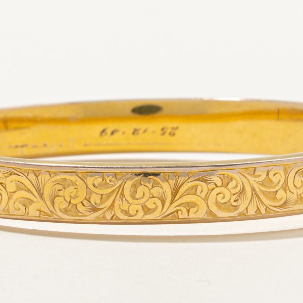 Birks  9k Yellow Gold Engraved Bracelet | 6.5  | Sale