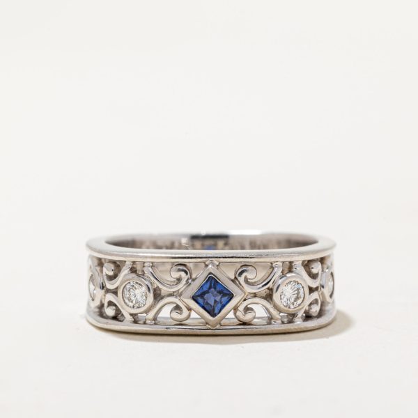 Sapphire & Diamond Soft Square Ring | 0.06ct, 0.10ctw | SZ 5.5 | Discount