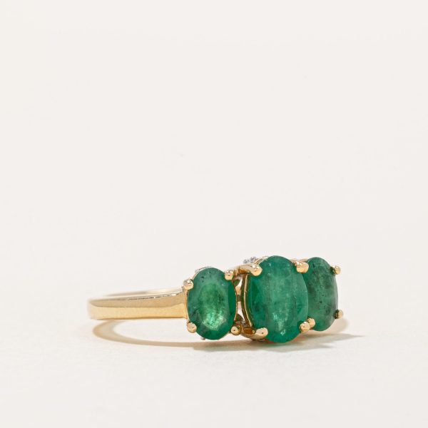 Three Stone Emerald & Diamond Ring | 1.10ctw, 0.06ctw | SZ 7 | Online Hot Sale