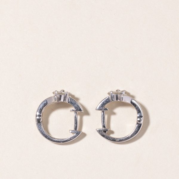 18k White Gold Diamond Huggie Earrings | 0.30ctw | Sale