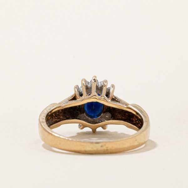 Synthetic Sapphire & Diamond Halo Ring | 0.50ct, 0.03ctw | SZ 4 | Online Sale