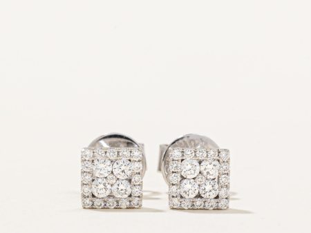 Square Diamond Stud Earrings | 0.40ctw | Cheap