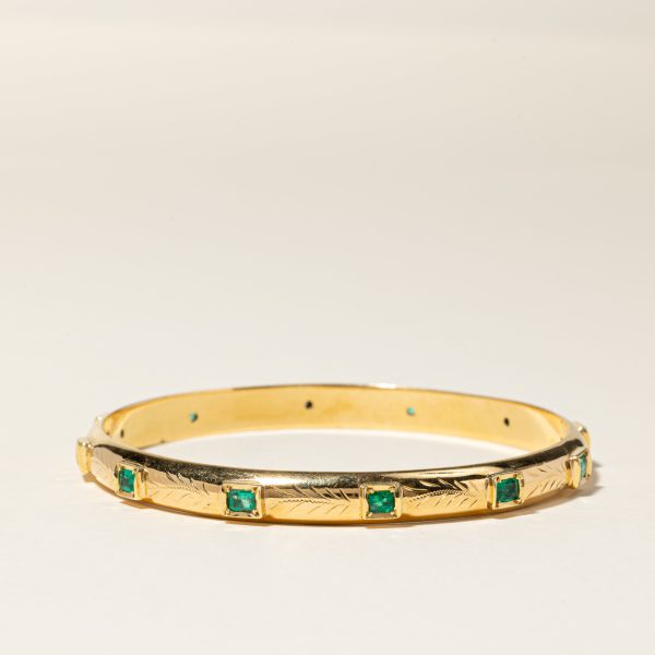 18K Yellow Gold Emerald Bangle | 1.93ctw | 7.75  | Online Sale