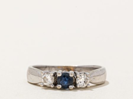 10k White Gold Sapphire and Diamond Ring | 0.20ct, 0.235ctw | SZ 6 Online Sale