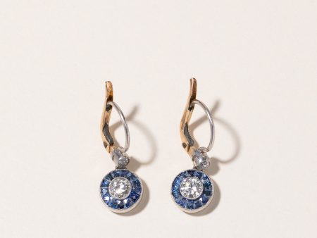 18k Diamond and Sapphire Earrings | 0.44ctw, 0.6ctw, 0.05ctw | For Sale