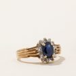 Synthetic Sapphire & Diamond Halo Ring | 0.50ct, 0.03ctw | SZ 4 | Online Sale