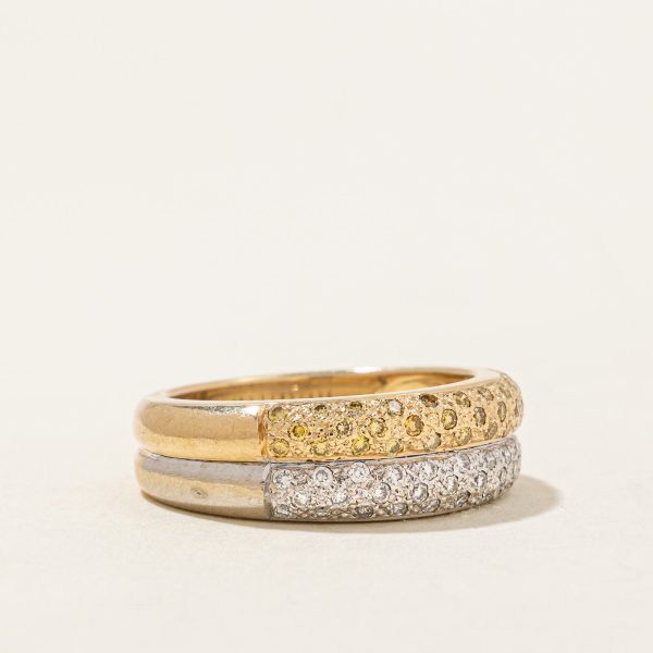 Two Tone Gold Pavé Set Diamond Double Band | 0.18ctw, 0.18ctw | SZ 6.5 | Online