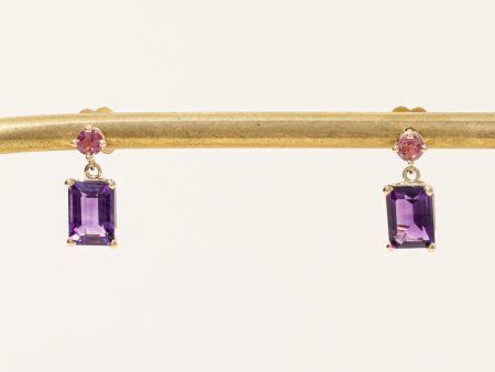 100 Ways  Amethyst & Tourmaline Drop Earrings | 1.84ctw, 0.26ctw | Hot on Sale