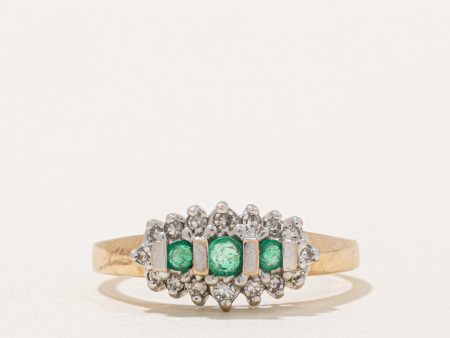 Emerald & Diamond Cocktail Ring | 0.17ctw, 0.12ctw | SZ 9.25 | Fashion