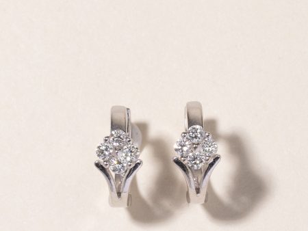 18k White Gold Diamond Huggie Earrings | 0.30ctw | Sale