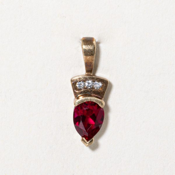 Synthetic Ruby & Diamond Pendant | 1.00ct, 0.03ctw | Hot on Sale