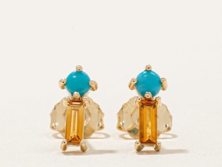 100 Ways  Citrine & Turquoise Earrings | 0.30ctw, 0.10ctw | For Sale