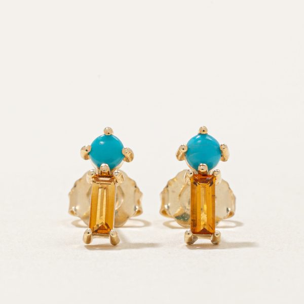 100 Ways  Citrine & Turquoise Earrings | 0.30ctw, 0.10ctw | For Sale