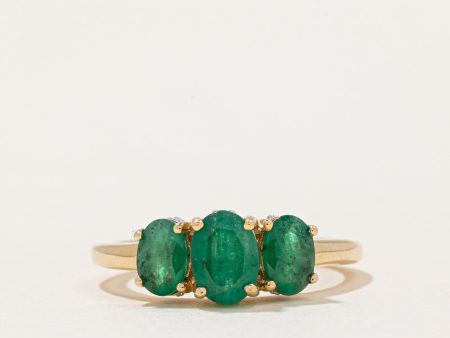 Three Stone Emerald & Diamond Ring | 1.10ctw, 0.06ctw | SZ 7 | Online Hot Sale