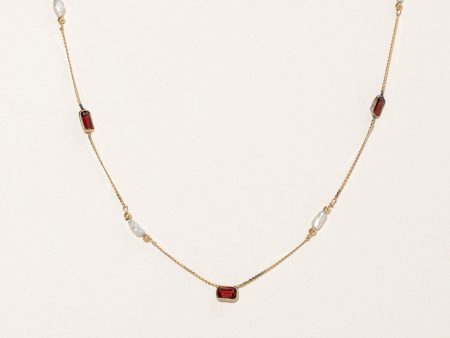 Garnet & Rice Pearl Necklace | 5.00ctw | 24  | Online now