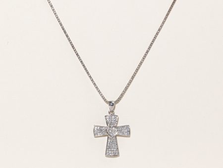 White Gold Diamond Cross Necklace | 1.04ctw | 18.5  | Sale