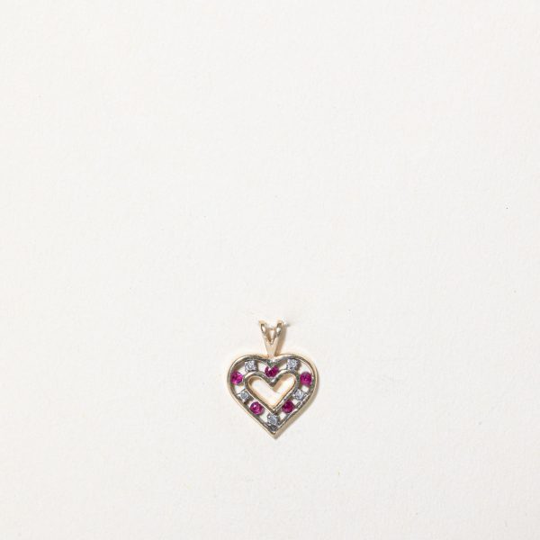 Ruby & Diamond Heart Pendant | 0.06ctw, 0.02ctw | Cheap