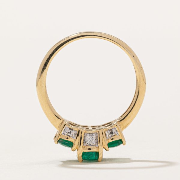 Three Stone Emerald & Diamond Ring | 1.10ctw, 0.06ctw | SZ 7 | Online Hot Sale