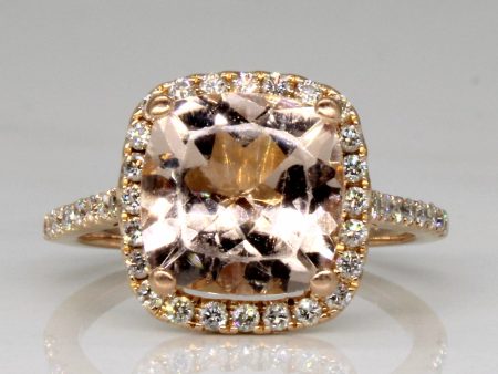 Morganite & Diamond Cocktail Ring | 2.60ct, 0.20ctw | SZ 5 | Fashion