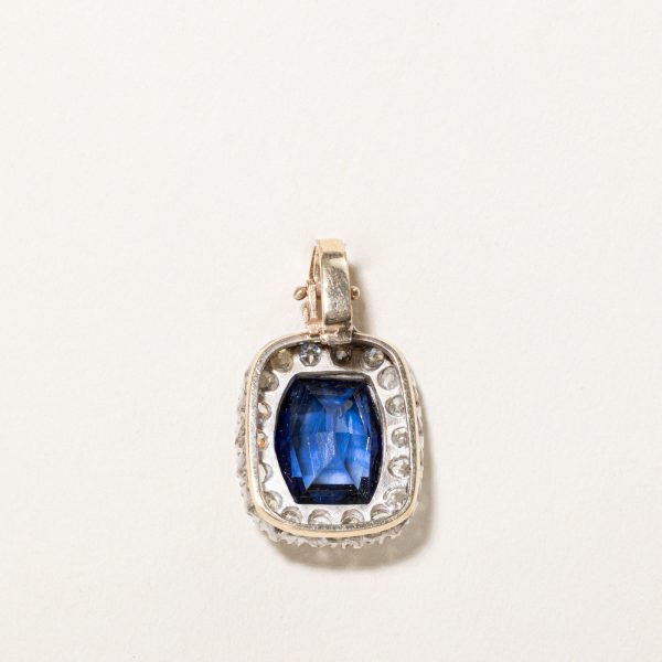 Old European Diamond Pendant with Synthetic Sapphire | 1.8ctw 4.5ct 0.01ctw  | Fashion