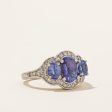 Three Stone Tanzanite & Diamond Ring | 1.50ctw, 0.19ctw | SZ 6 | Online Sale