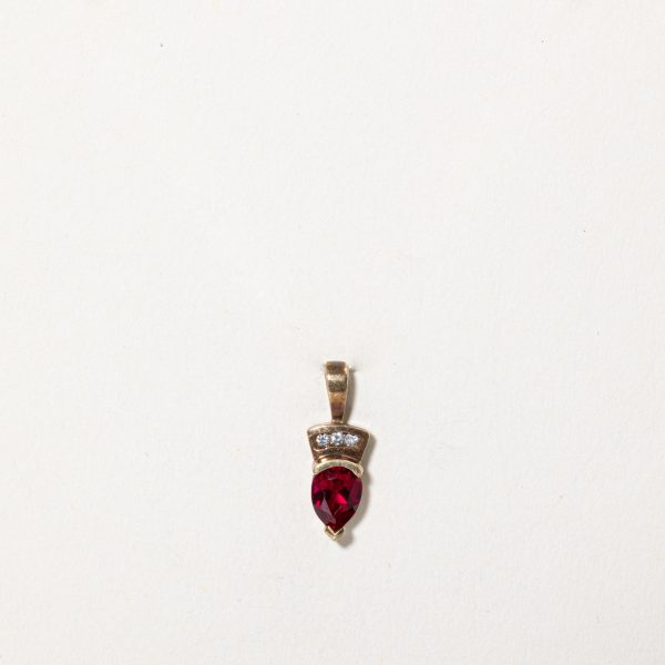 Synthetic Ruby & Diamond Pendant | 1.00ct, 0.03ctw | Hot on Sale