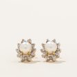 Pearl & Diamond Halo Earrings | 1.00ctw, 0.10ctw | Online