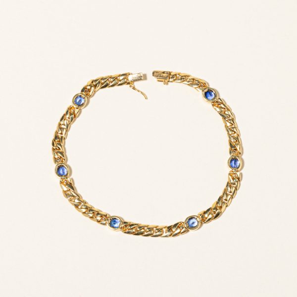 18K Yellow Gold Diamond and Sapphire Bracelet | 0.13ctw, 2.58ctw | 7.25  on Sale