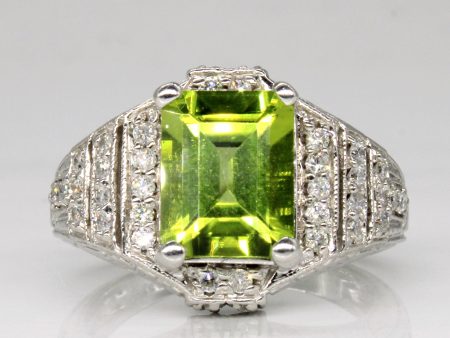 Peridot & Diamond Cocktail Ring | 3.80ct, 0.48ctw | SZ 8.75 | For Cheap