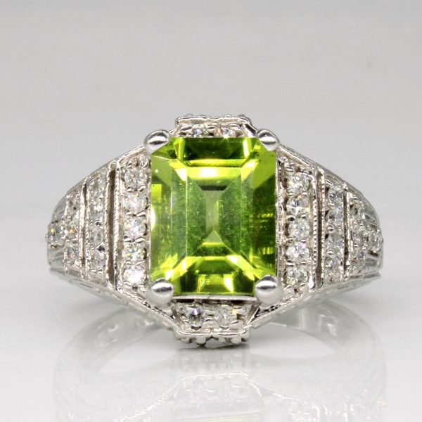 Peridot & Diamond Cocktail Ring | 3.80ct, 0.48ctw | SZ 8.75 | For Cheap