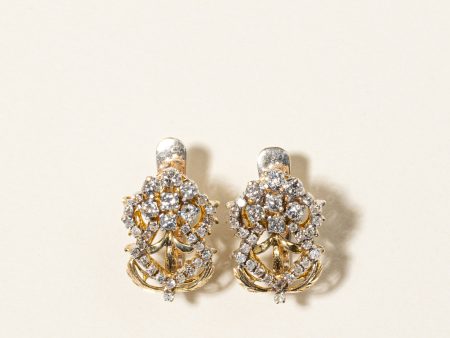 14K Yellow Gold Diamond Cluster Earrings | 1.22ctw | Sale