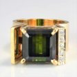 Prong Set Wide Tourmaline & Diamond Ring | 0.05 ctw, SZ 5.75 | Supply