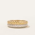 Two Tone Gold Pavé Set Diamond Double Band | 0.18ctw, 0.18ctw | SZ 6.5 | Online