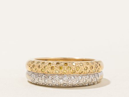 Two Tone Gold Pavé Set Diamond Double Band | 0.18ctw, 0.18ctw | SZ 6.5 | Online