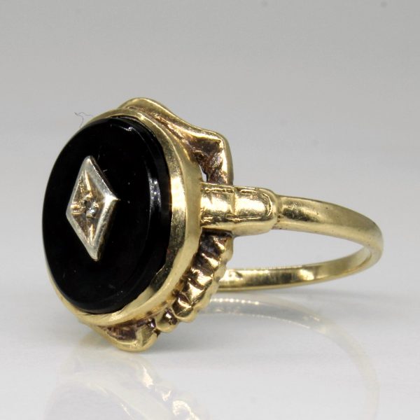 Onyx & Diamond Cocktail Ring | 1.70ct, 0.01ct | SZ 6.75 | Online Sale