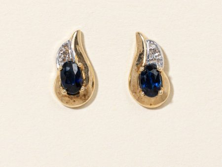 10K Yellow Gold Sapphire & Diamond Earrings | 0.528ctw, 0.01ctw Online Sale