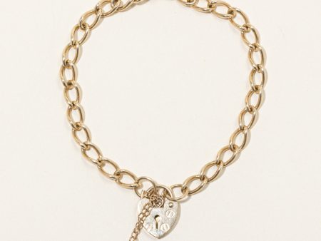 9k Yellow Gold Heart Lock Bracelet | 7  | Sale