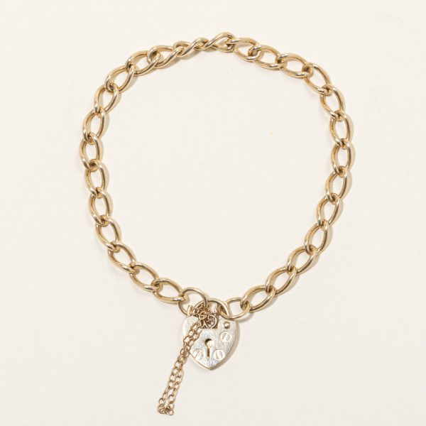 9k Yellow Gold Heart Lock Bracelet | 7  | Sale