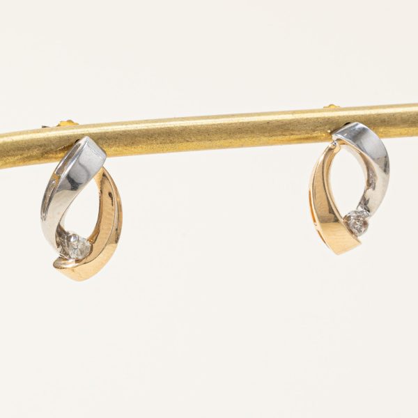 Two Tone Gold Diamond Abstract Stud Earrings | 0.16ctw | Hot on Sale