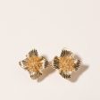 14K Yellow Gold Floral Earrings For Cheap