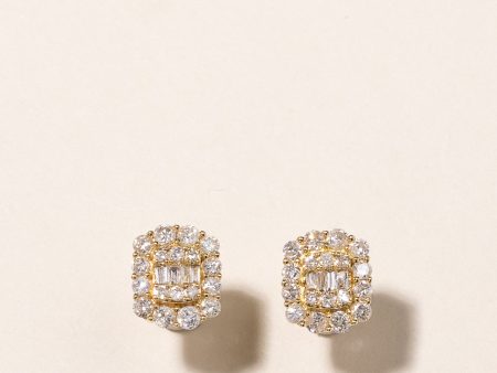 18k Yellow Gold Diamond Cluster Earrings | 0.49ctw Discount