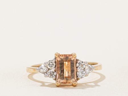 Peach Topaz & Diamond Ring | 1.10ct, 0.21ctw | SZ 6.75 | For Sale