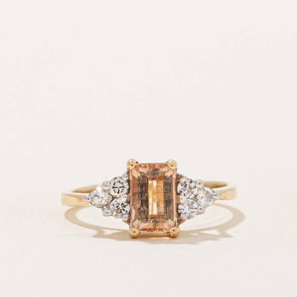 Peach Topaz & Diamond Ring | 1.10ct, 0.21ctw | SZ 6.75 | For Sale